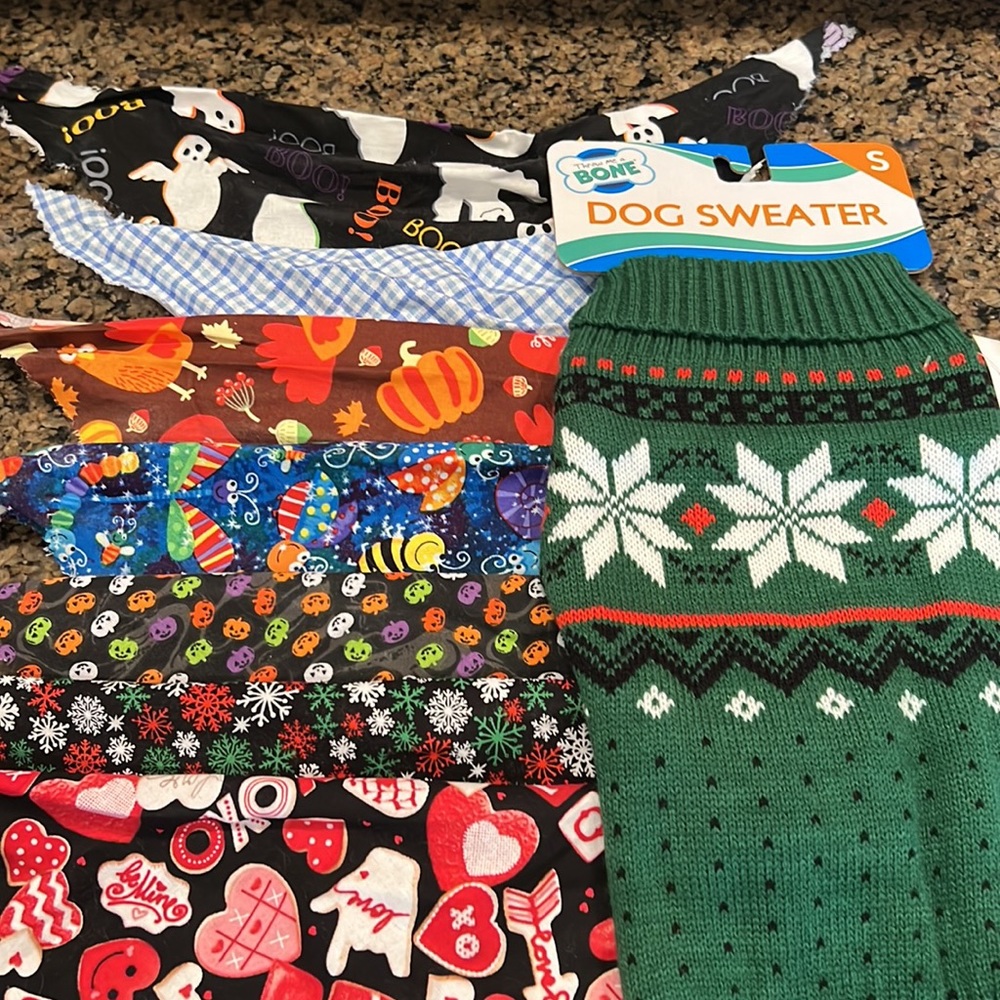 NWT dog sweater with neck handkerchiefs